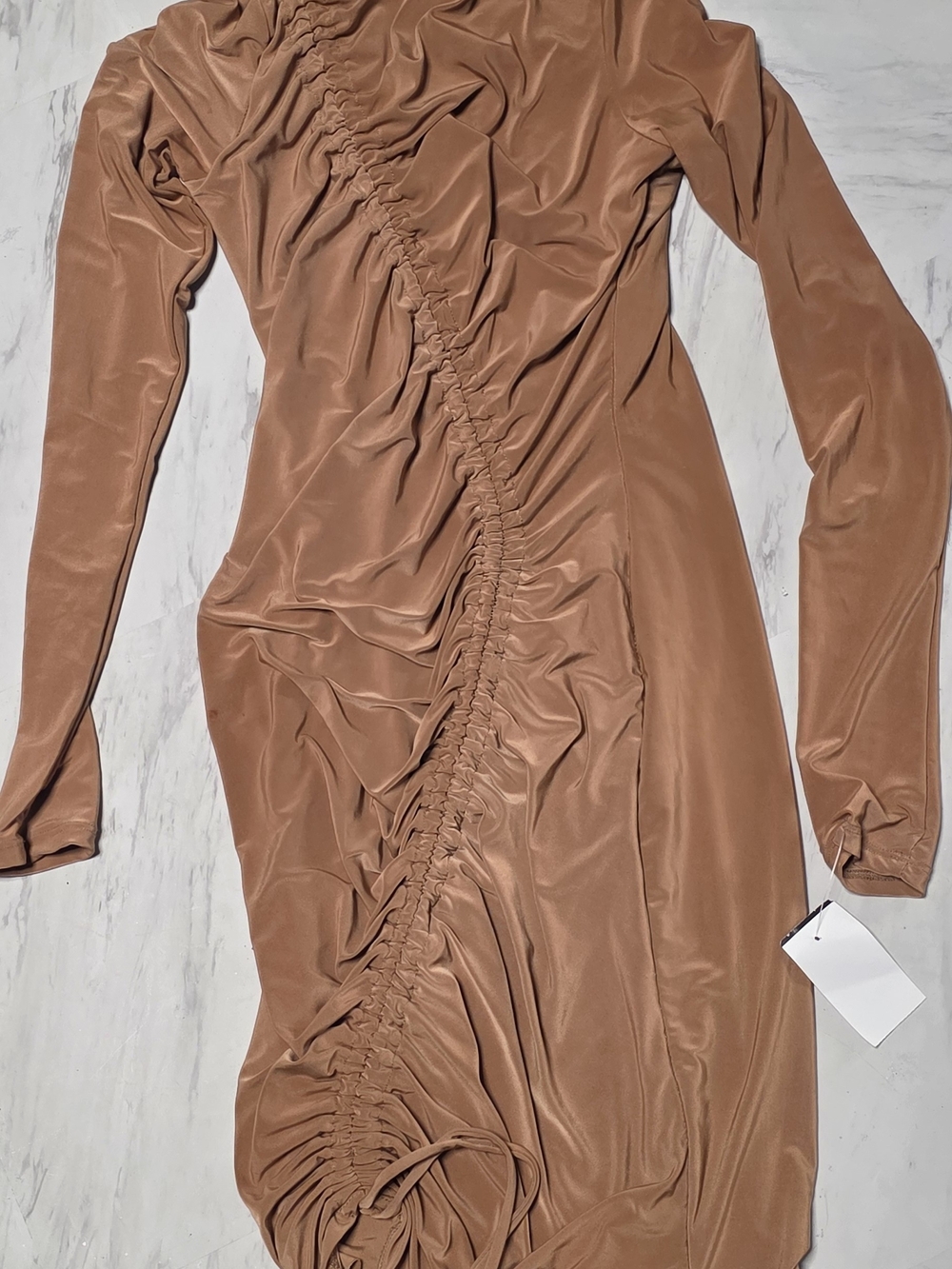 Uptown Womens Long Sleeve Dress in Camel Brown
